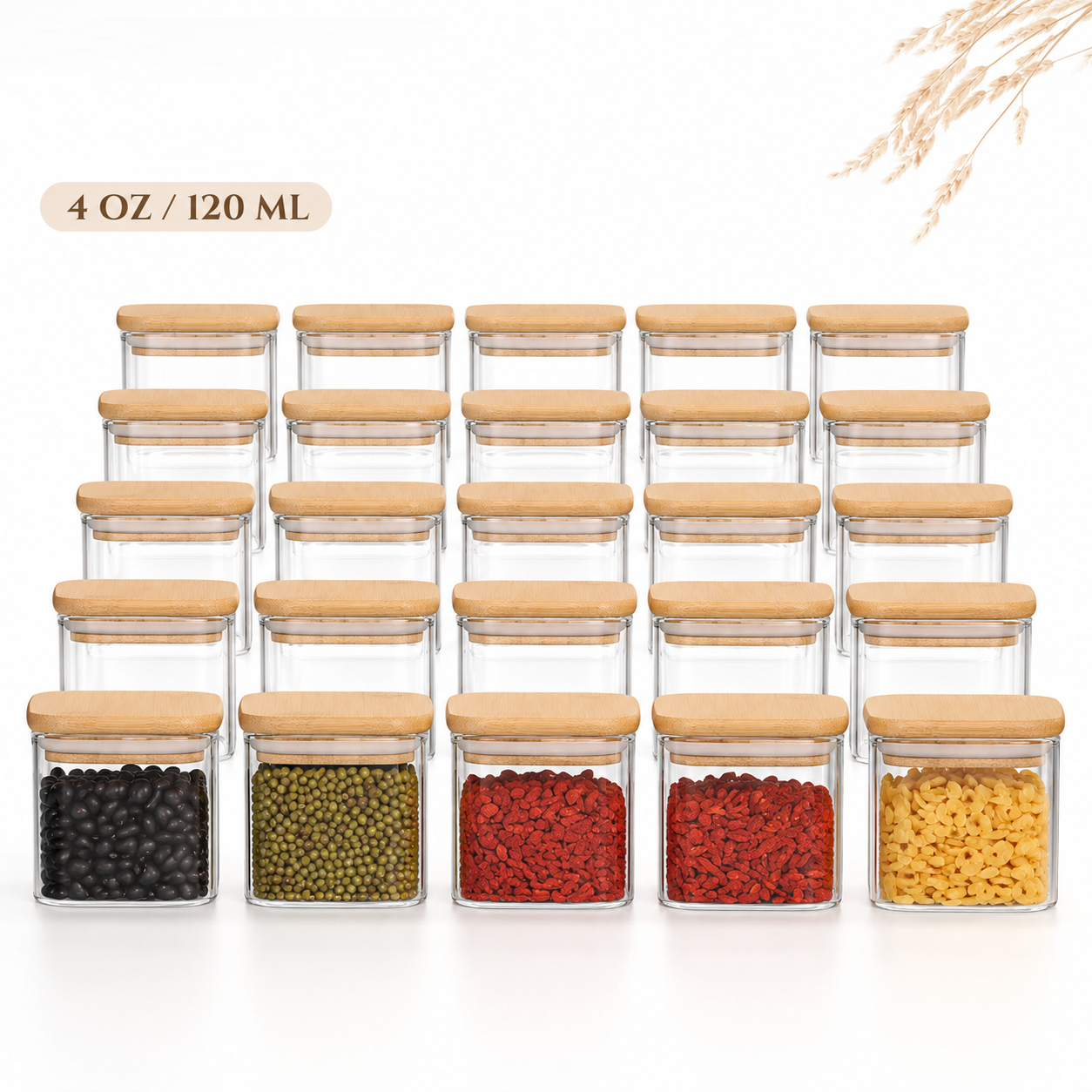 Food Storage Jar Glass - Glass jar with bamboo lid 120ml