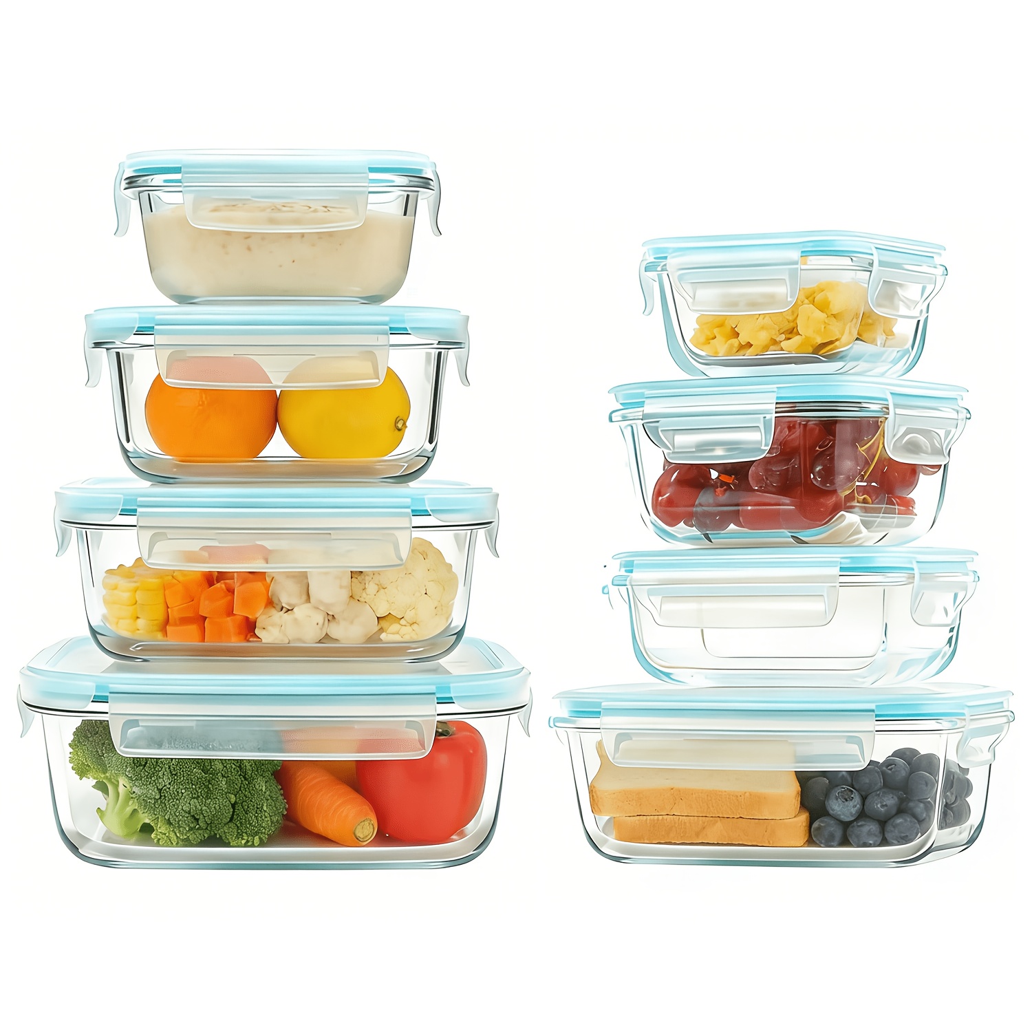 Food Storage Prep Containers - Premium Glass Food Storage Containers, Airtight