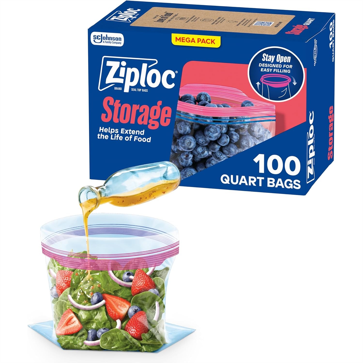 Food Storage Technology - Quart Food Storage Bags with Grip