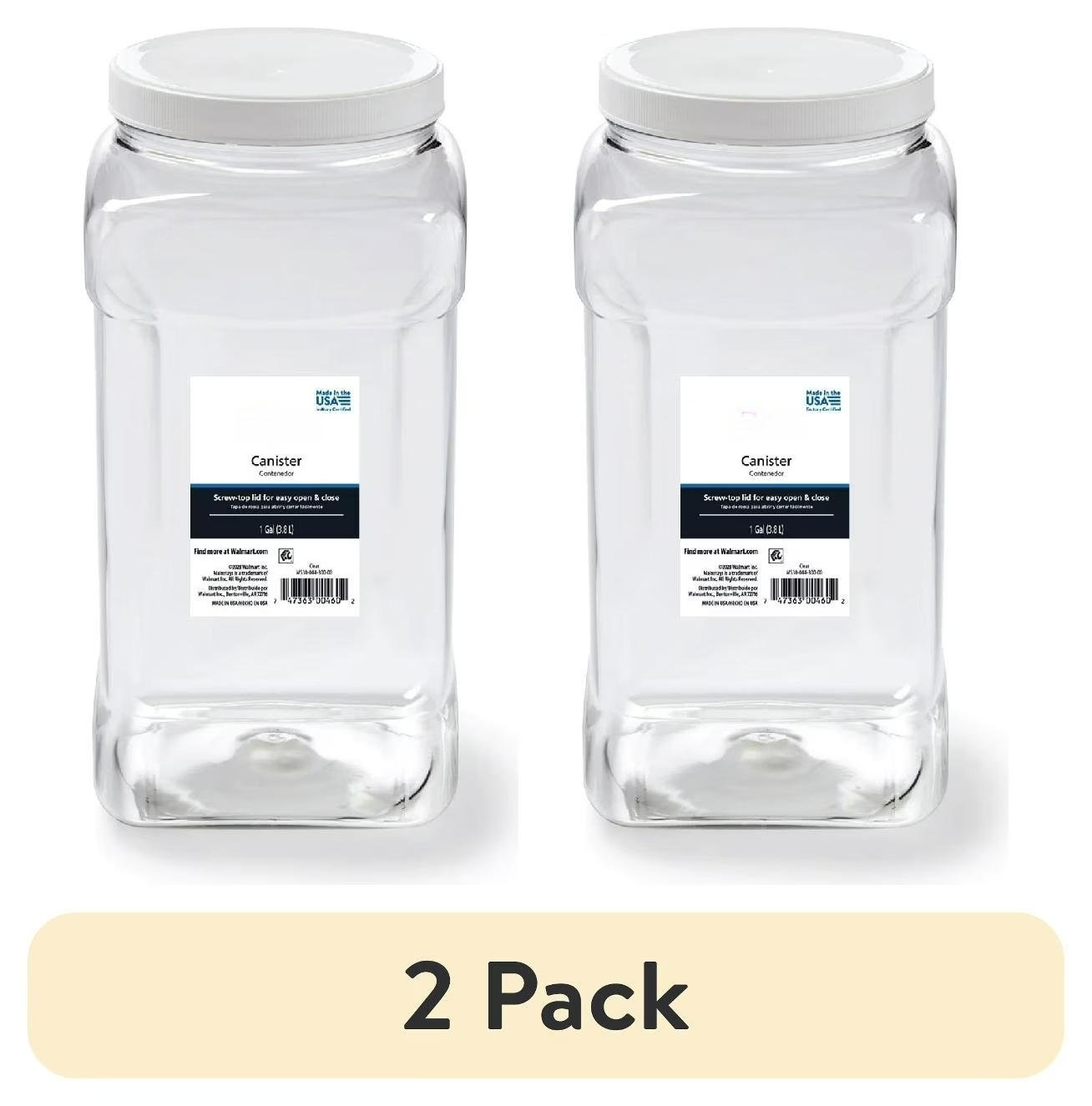 Food Storage 4 Quart - (2 pack) 4-Quart Clear Plastic Canister
