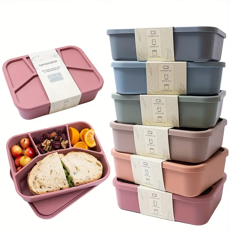 Food Storage Safe - Food-Grade Eco-Friendly Leak-Proof Silicone Lunch Box,