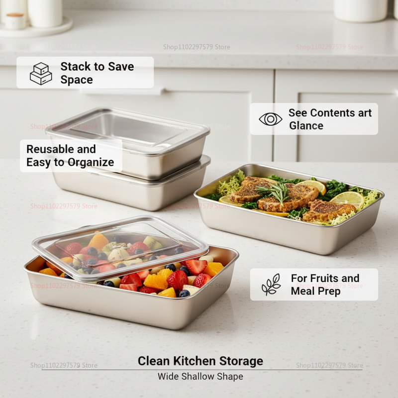 Food Storage Stainless Steel Containers - Plate Stainless Steel Food Container with