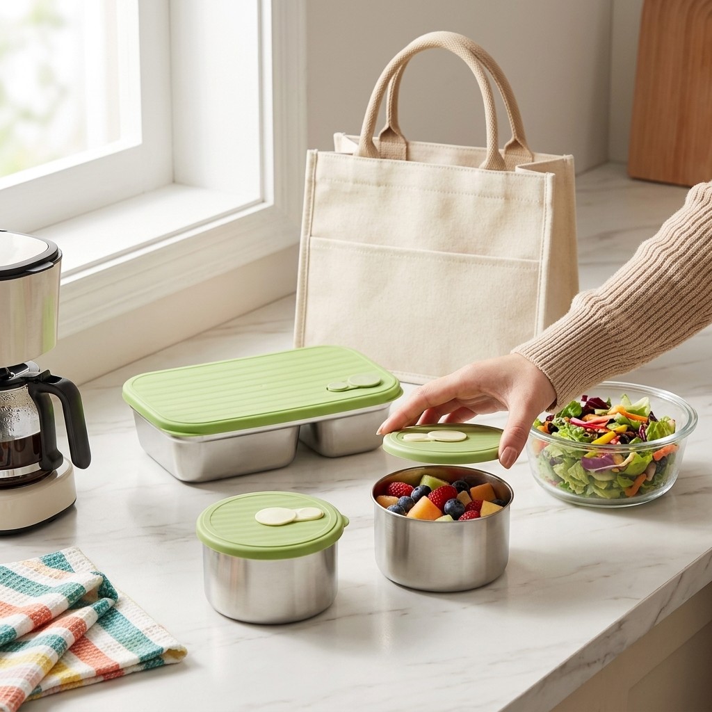 Food Storage Jar Set - Microwave Safe 304 Stainless Steel Bento