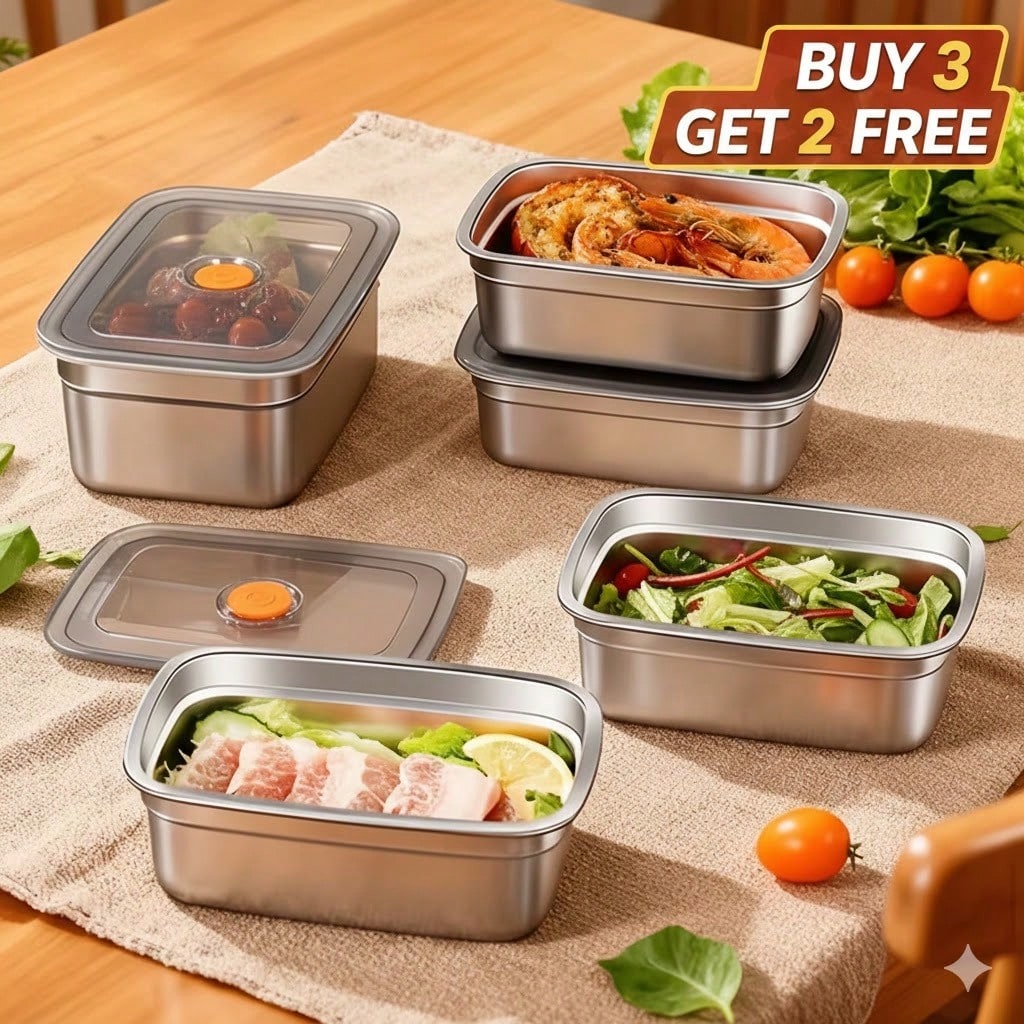Food Storage Stainless Steel Containers - Buy 3 Get 2 Free, 5