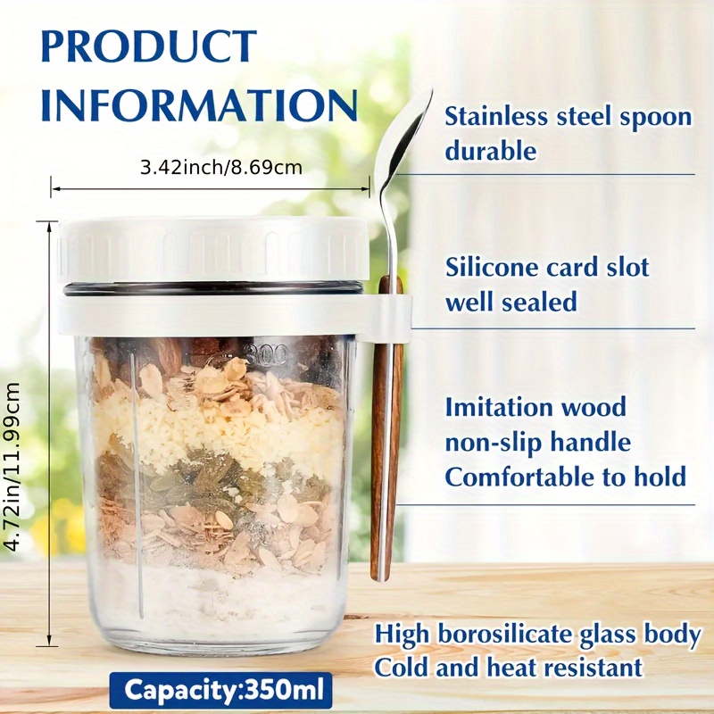 1pc/2pcs Glass Oatmeal Cup, Ov - Food Storage Jar Set 리뷰 및 가격