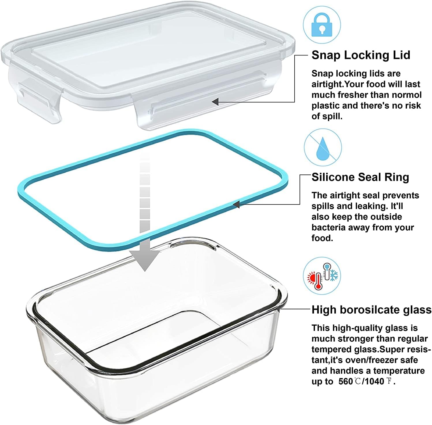 18-Piece Glass Food Storage Co - Food Storage Prep Containers 리뷰 및 가격