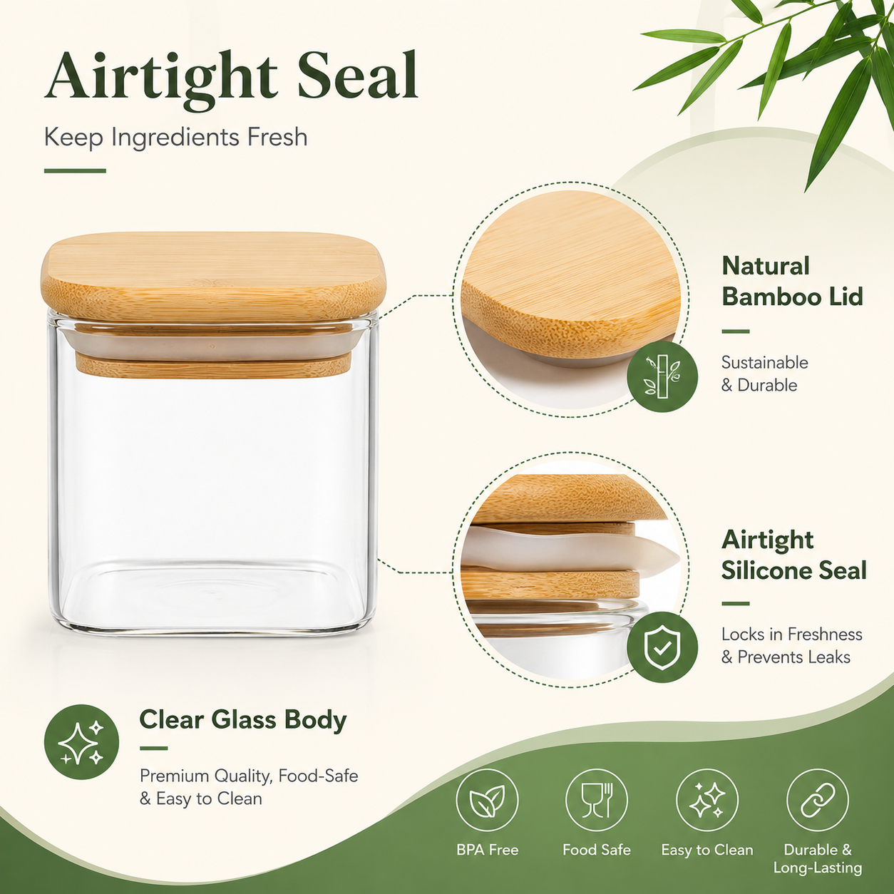 Glass jar with bamboo lid 120m - Food Storage Jar Glass 리뷰 및 가격