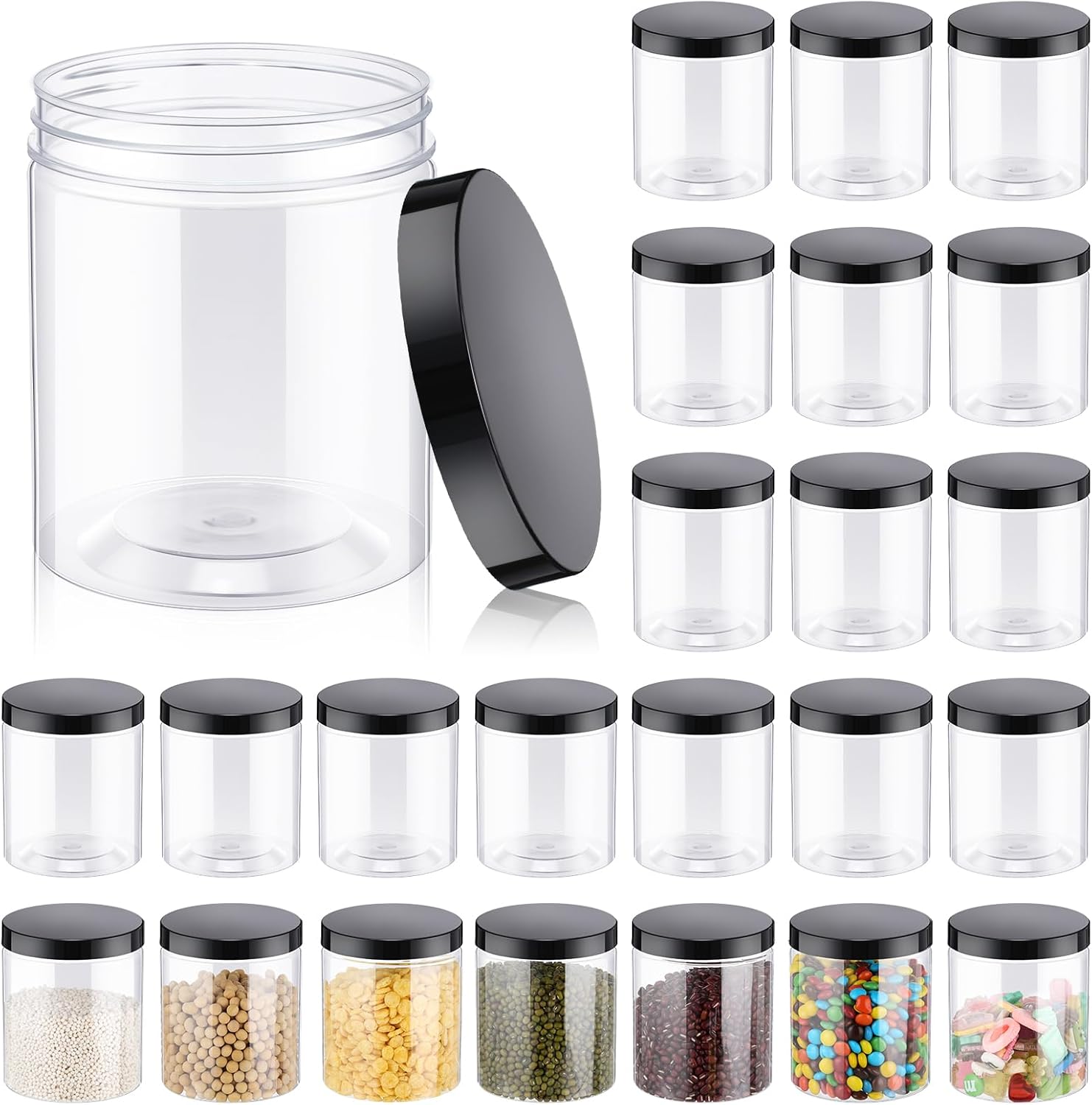 24 Pcs 16oz Plastic Jars with  - Food Storage Jar Glass 리뷰 및 가격