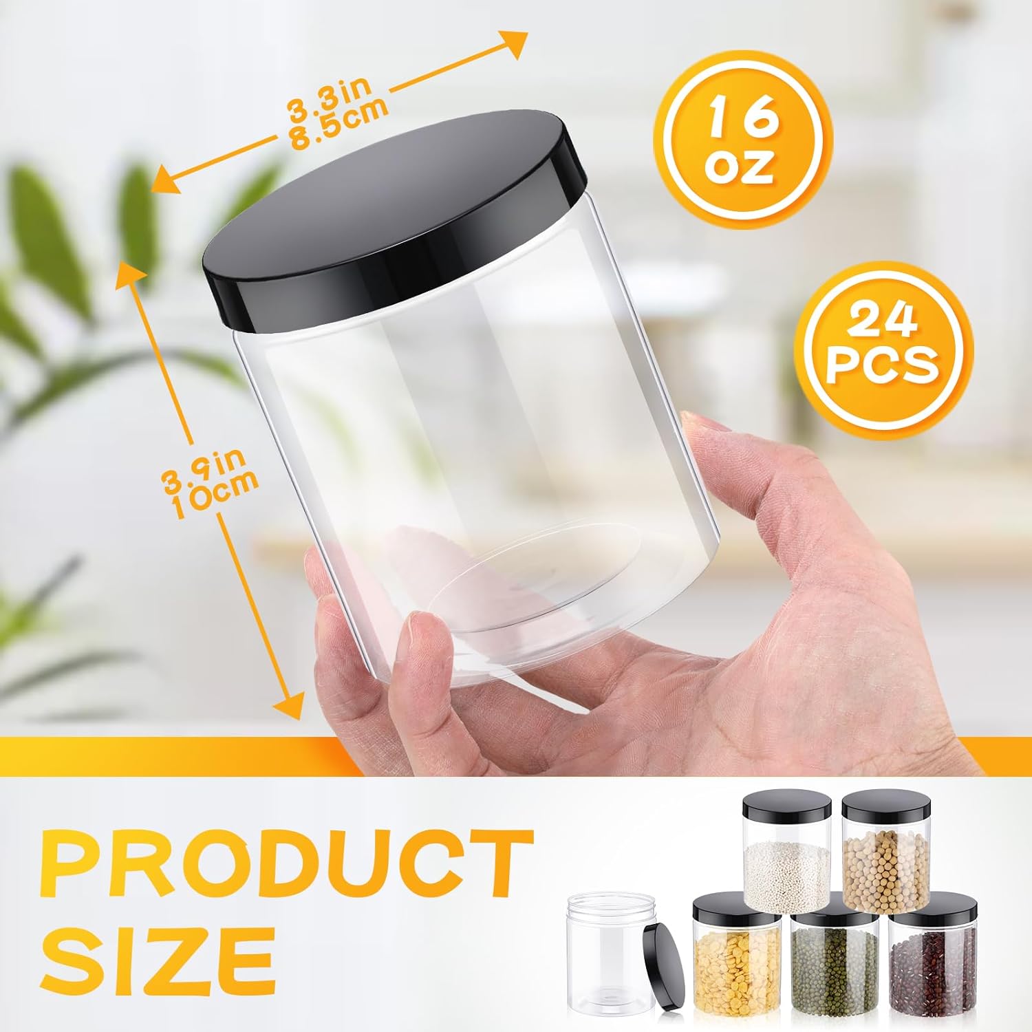 24 Pcs 16oz Plastic Jars with  - Food Storage Jar Glass 리뷰 및 가격