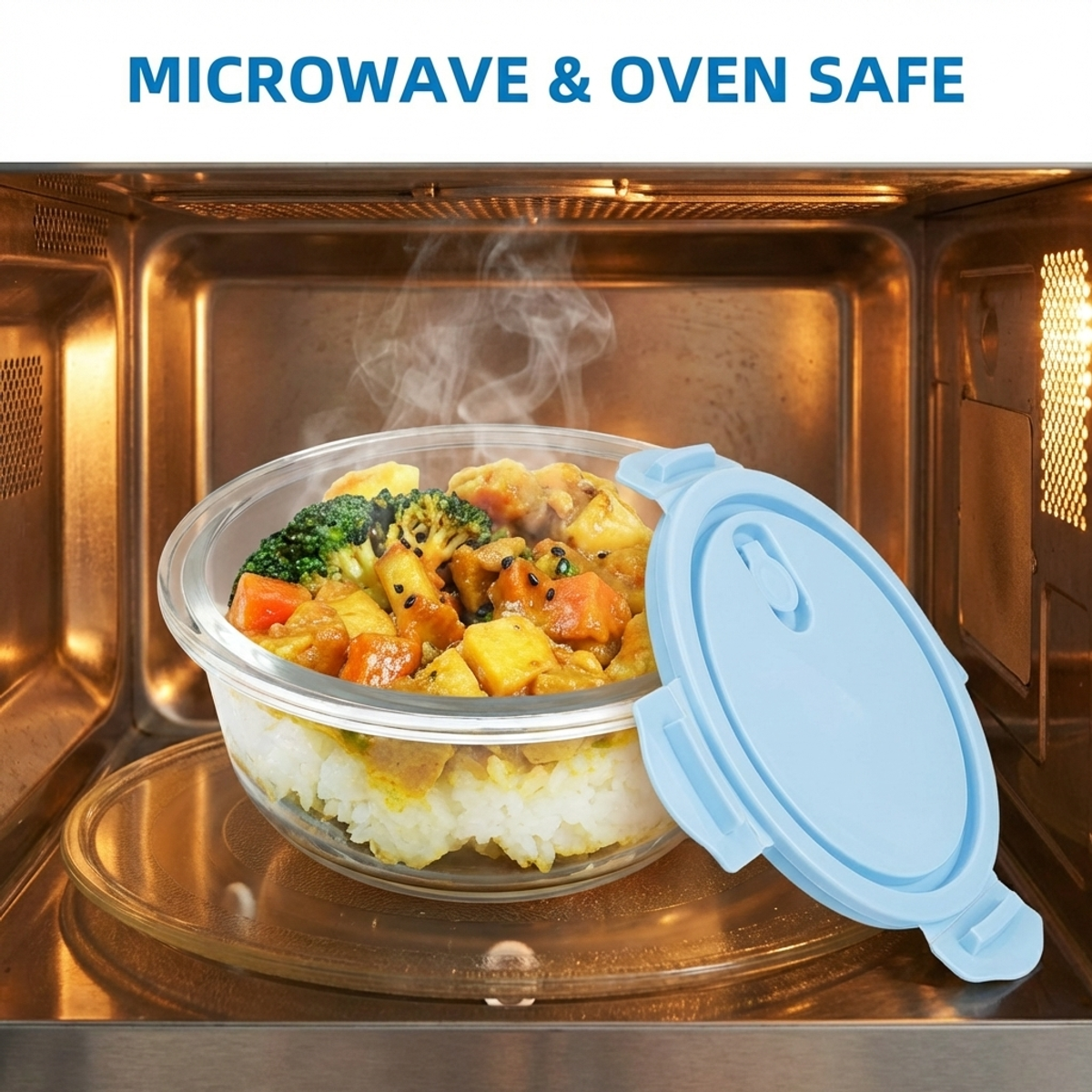 Rock Blue Round Glass Food Sto - Food Storage Safe 리뷰 및 가격