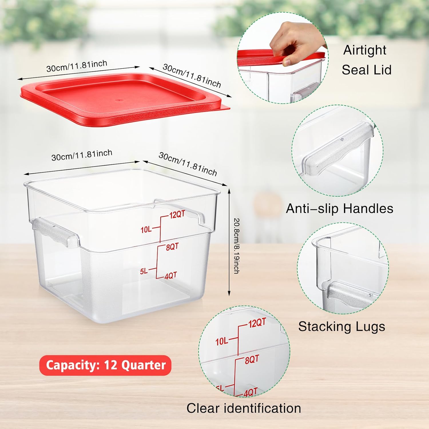 Clear Square Food Storage Cont - Food Storage 12 Qt 리뷰 및 가격