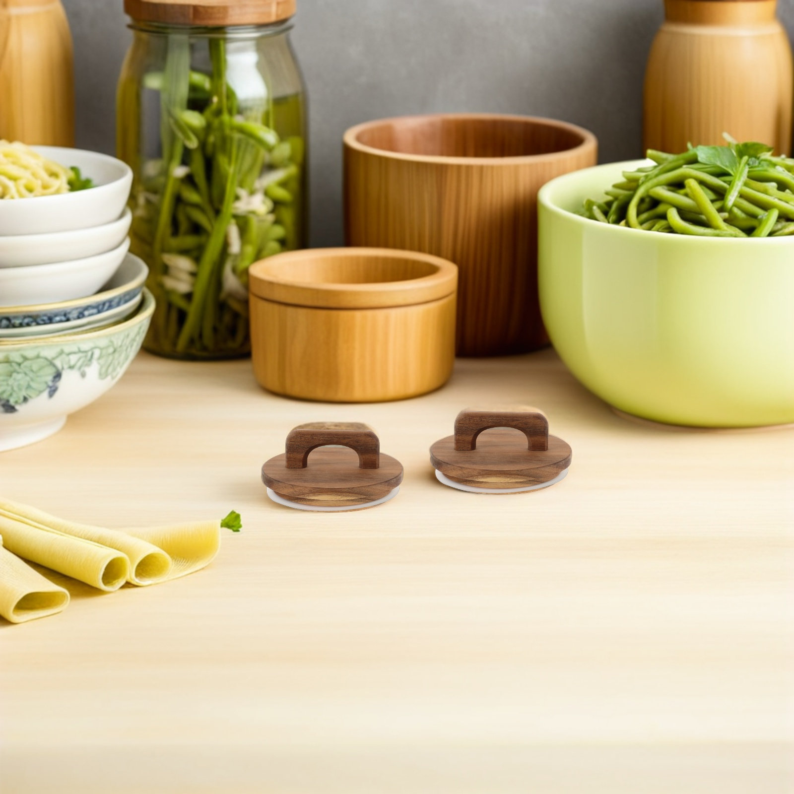 4Pcs Airtight Wood Jar Lids Si - Food Storage Glass Round 리뷰 및 가격