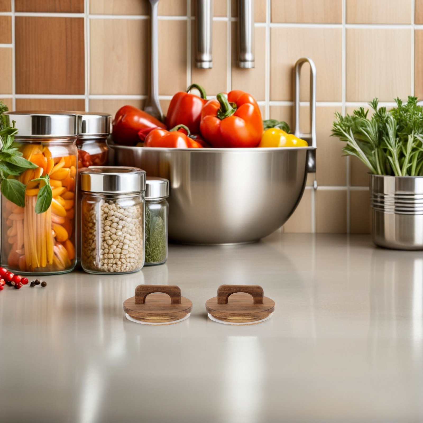 4Pcs Airtight Wood Jar Lids Si - Food Storage Glass Round 리뷰 및 가격