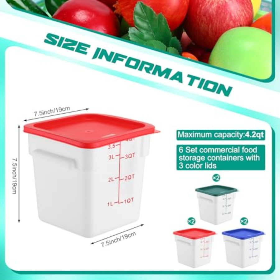 6 Pieces 4 Quart Commercial Fo - Food Storage 4 Quart 리뷰 및 가격
