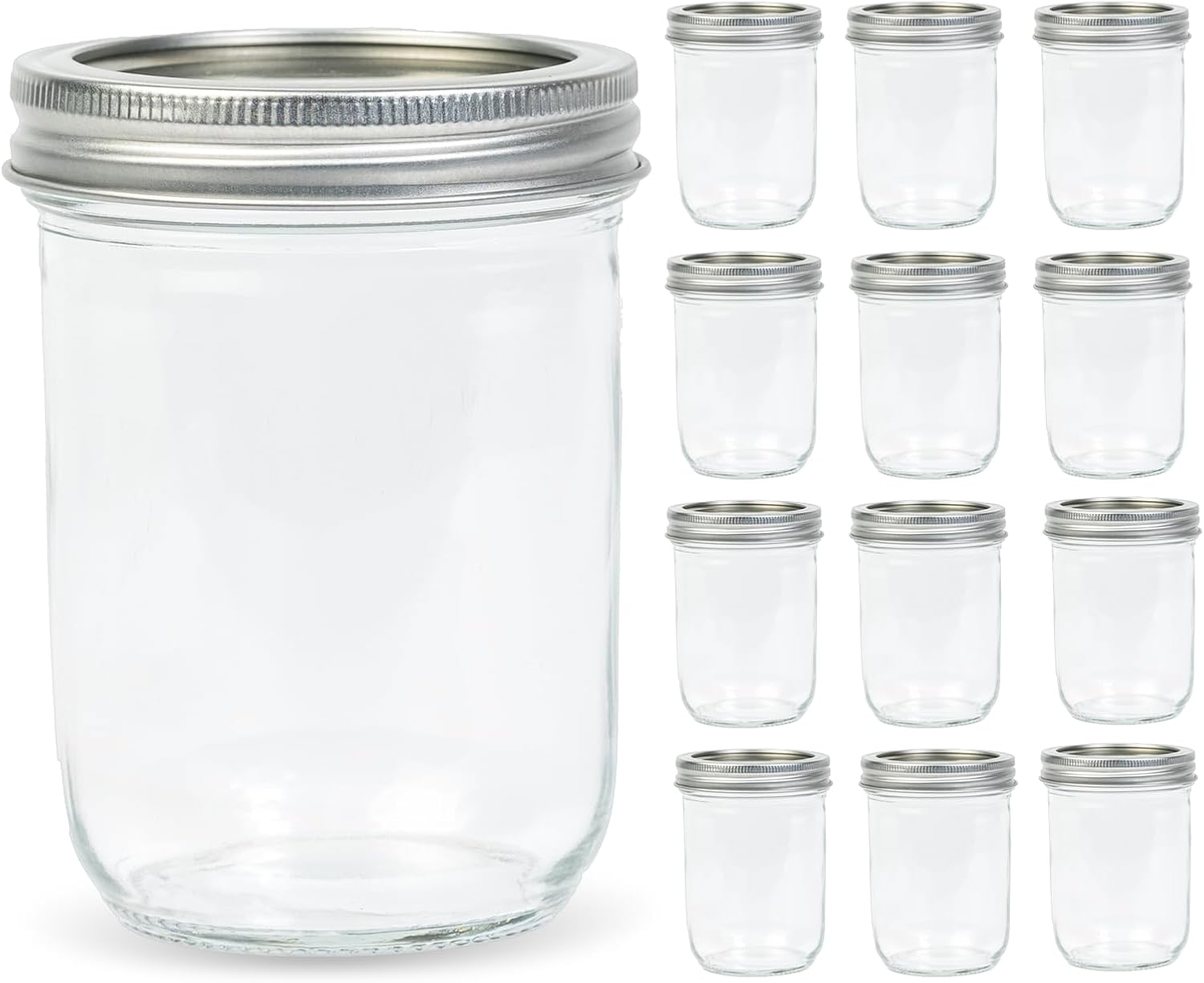 12 Pack 16 oz Wide Mouth Clear - Food Storage Jar Glass 리뷰 및 가격