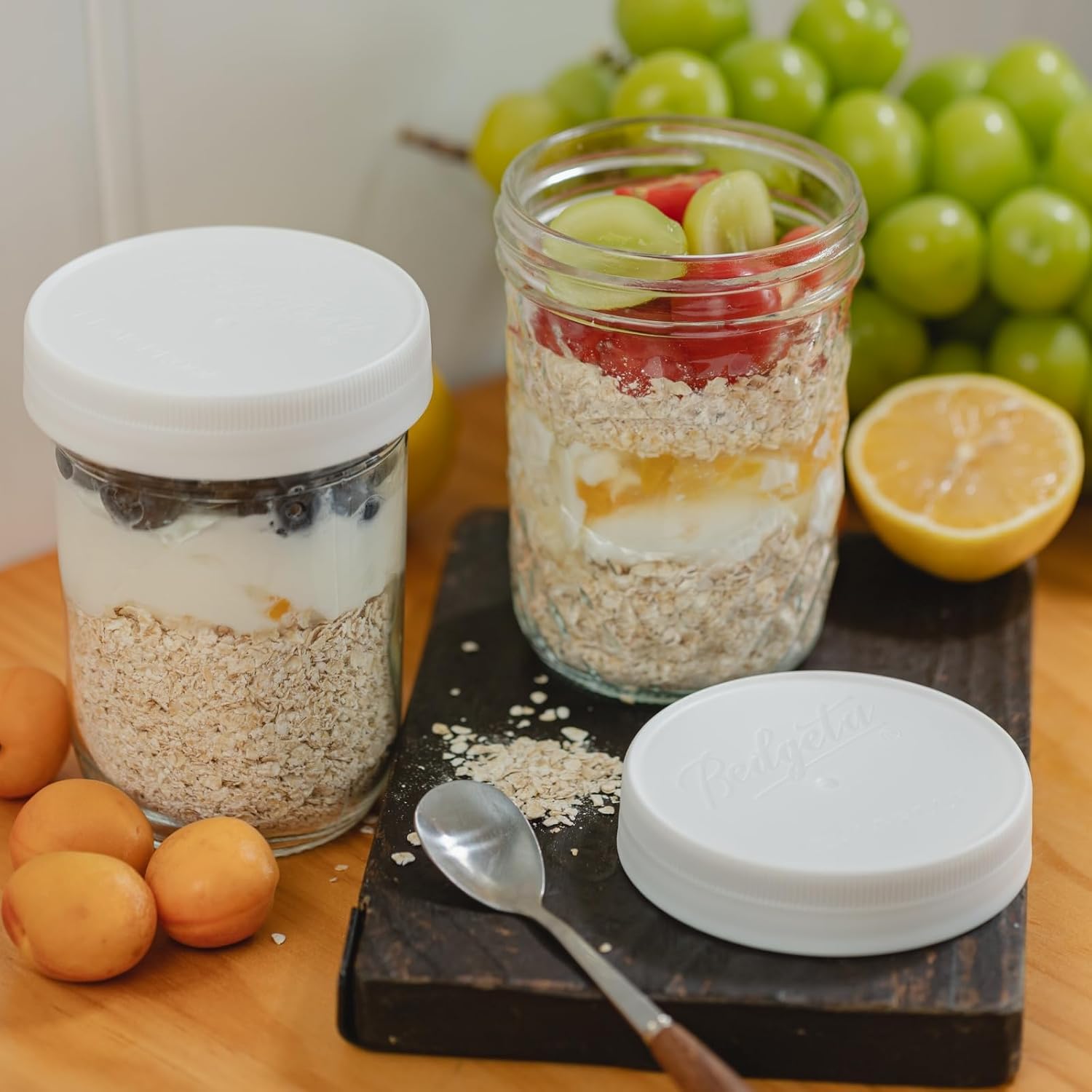 12 Pack 16 oz Wide Mouth Clear - Food Storage Jar Glass 리뷰 및 가격