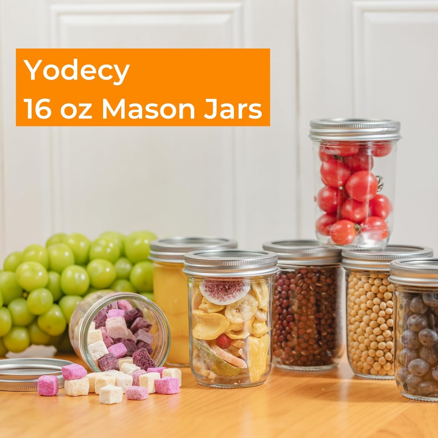 12 Pack 16 oz Wide Mouth Clear - Food Storage Jar Glass 리뷰 및 가격