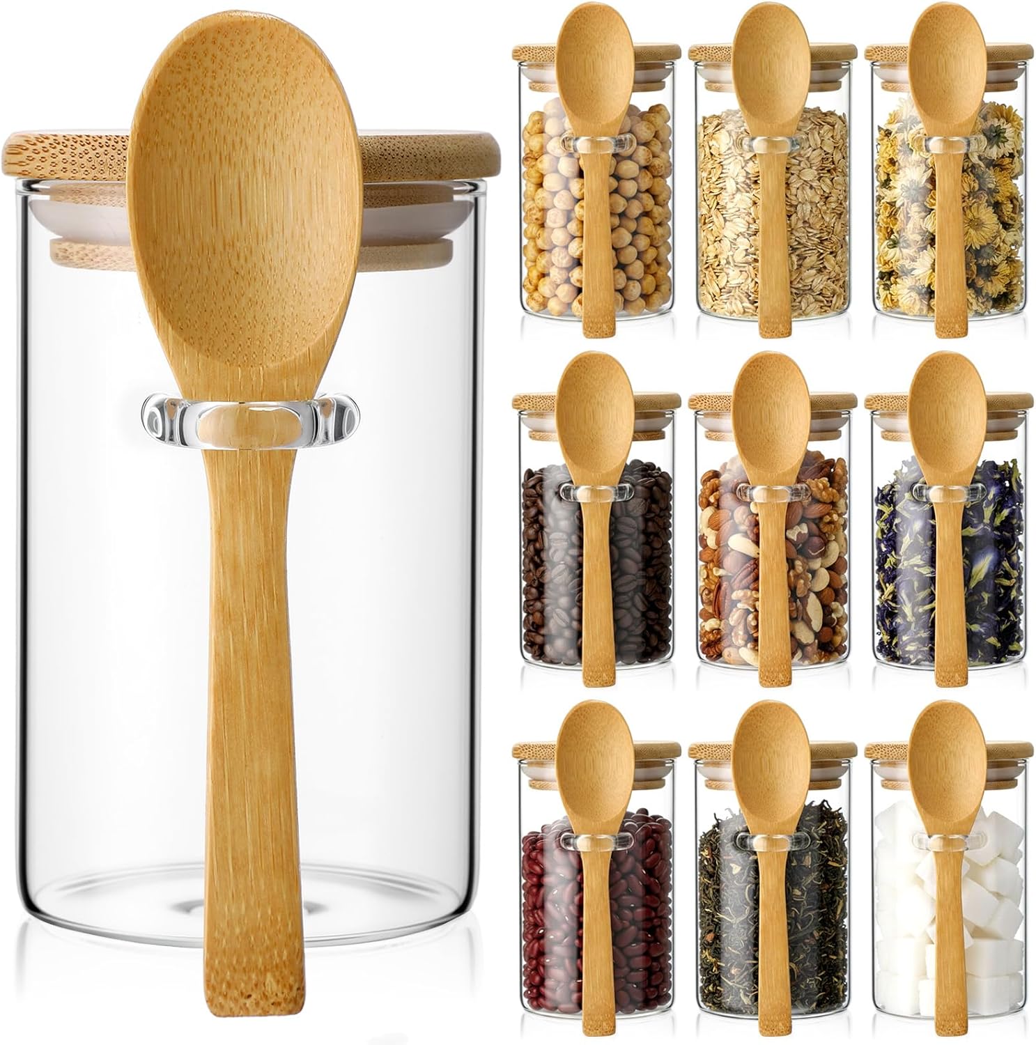 10 Pack Glass Jars with Bamboo - Food Storage Jar Set 리뷰 및 가격