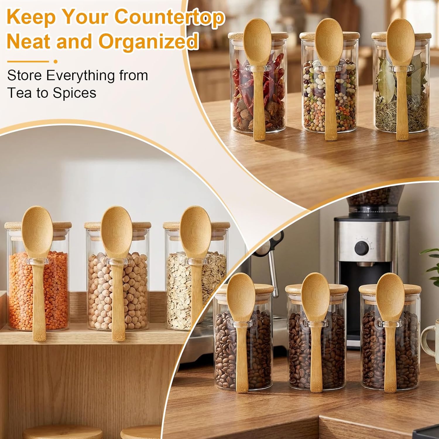 10 Pack Glass Jars with Bamboo - Food Storage Jar Set 리뷰 및 가격