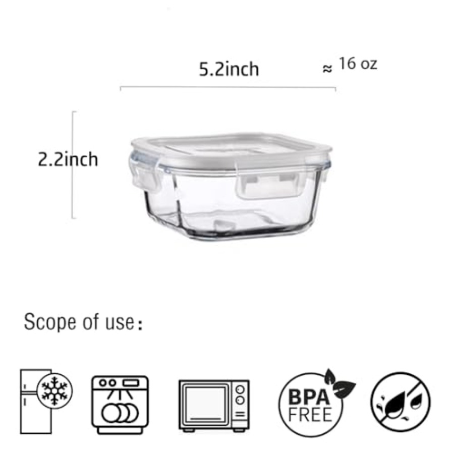 16oz Square Glass Food Storage - Food Storage Prep Containers 리뷰 및 가격