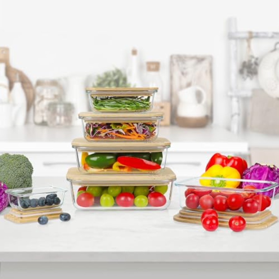 Glass Containers with Bamboo L - Food Storage Prep Containers 리뷰 및 가격