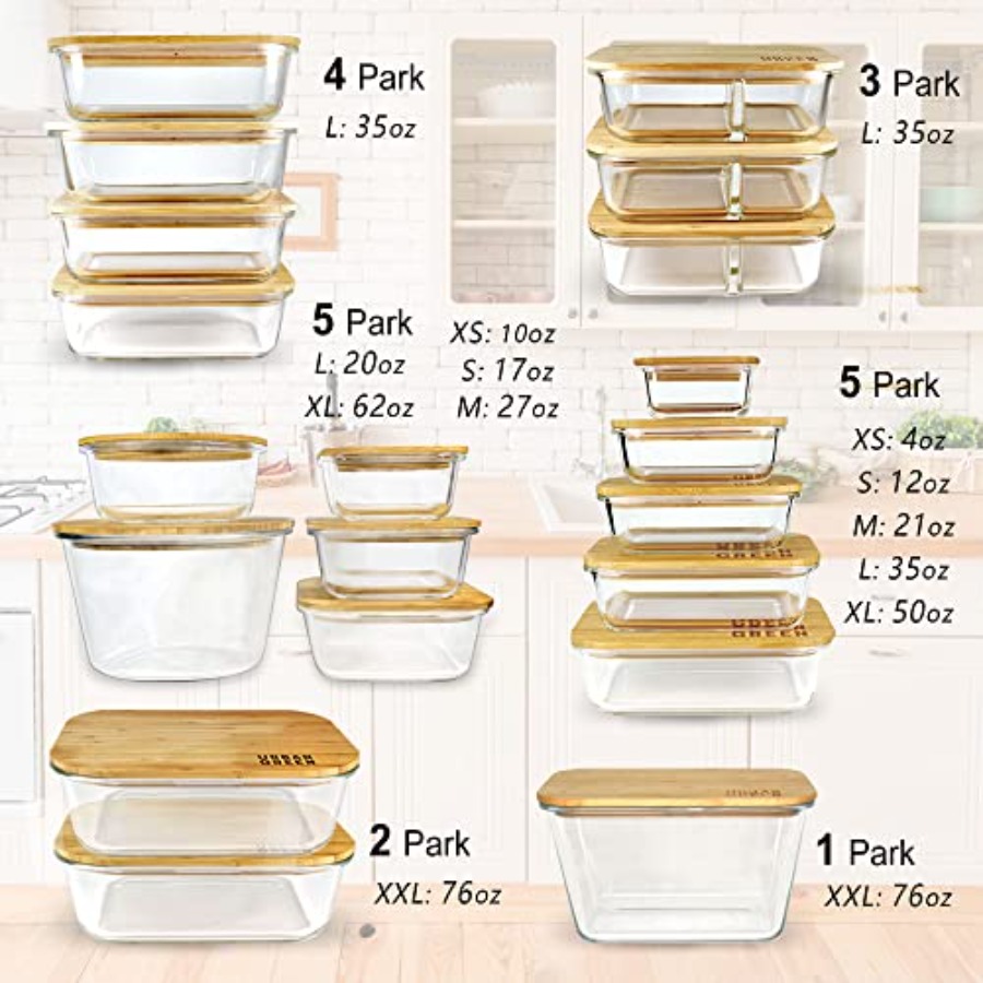 Glass Containers with Bamboo L - Food Storage Prep Containers 리뷰 및 가격