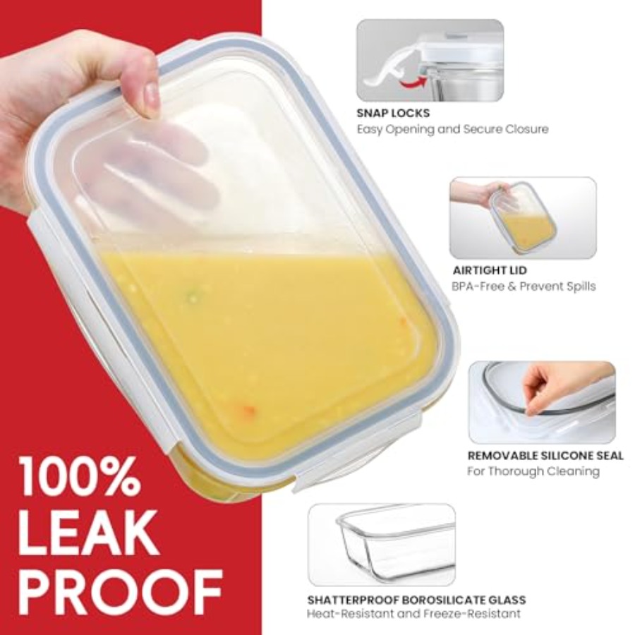 4 Pack 8 Cups/ 63oz Large Glas - Food Storage Prep Containers 리뷰 및 가격