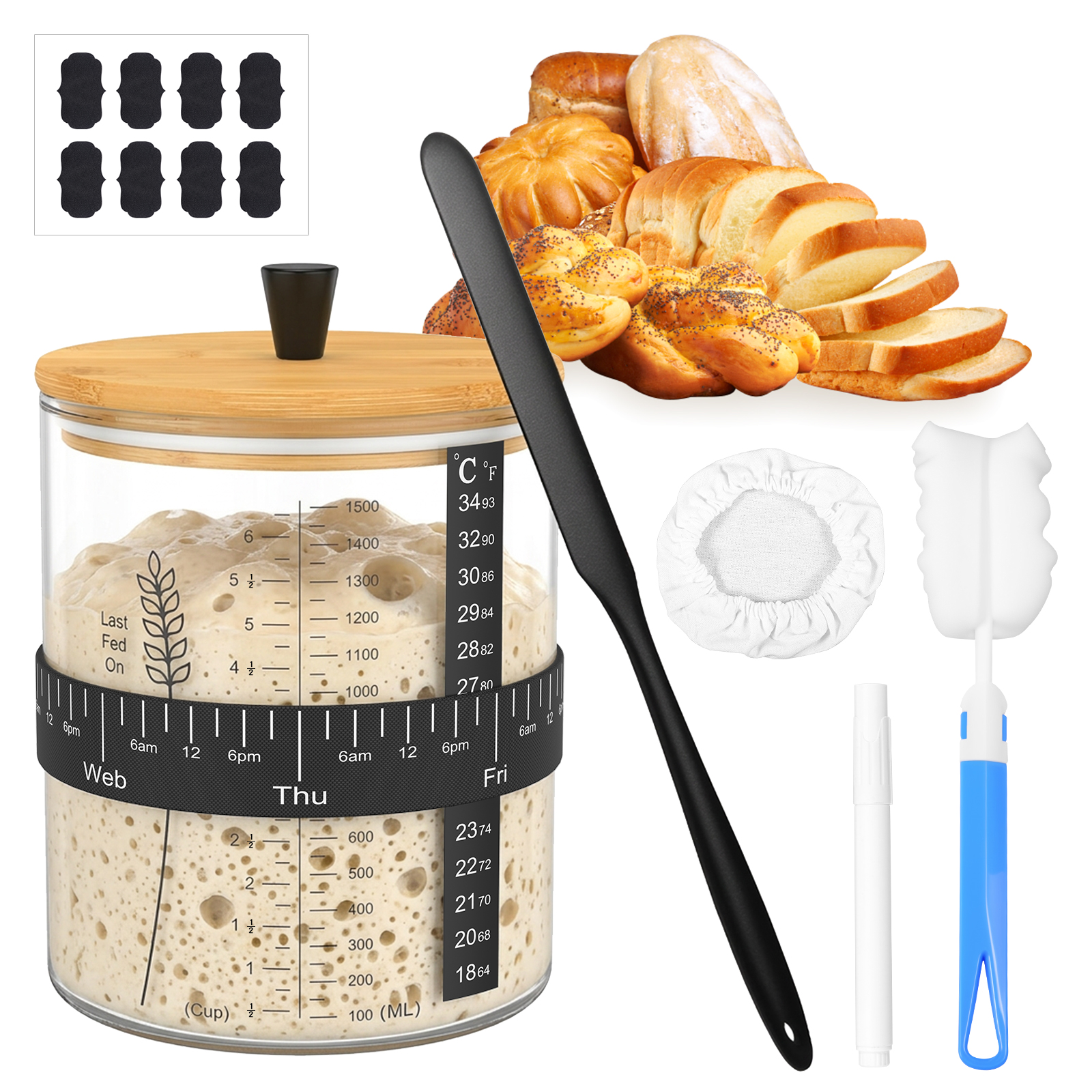 1500/900ml Sourdough Starter J - Food Storage Jar Set 리뷰 및 가격