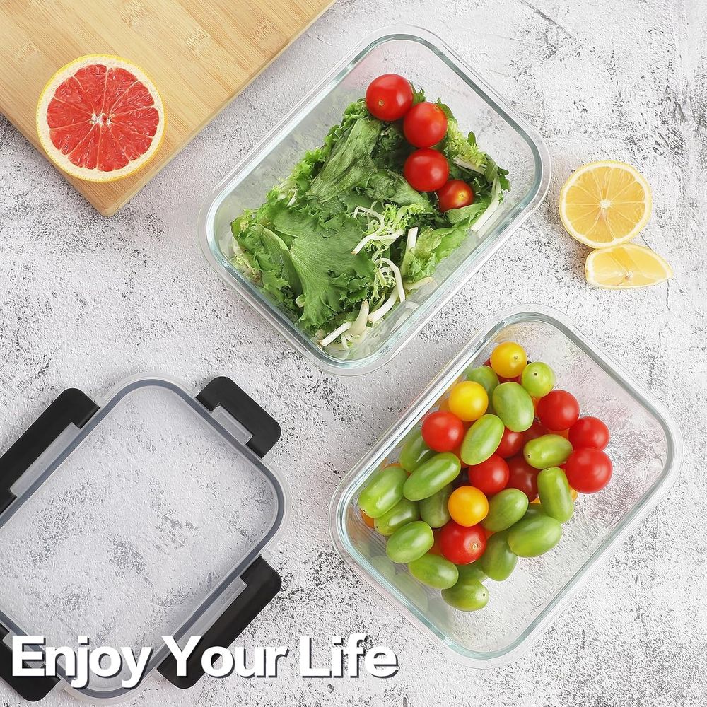 4-Piece 63oz Glass Food Storag - Food Storage Prep Containers 리뷰 및 가격