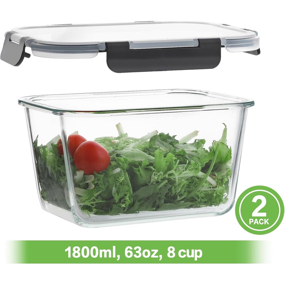 4-Piece 63oz Glass Food Storag - Food Storage Prep Containers 리뷰 및 가격