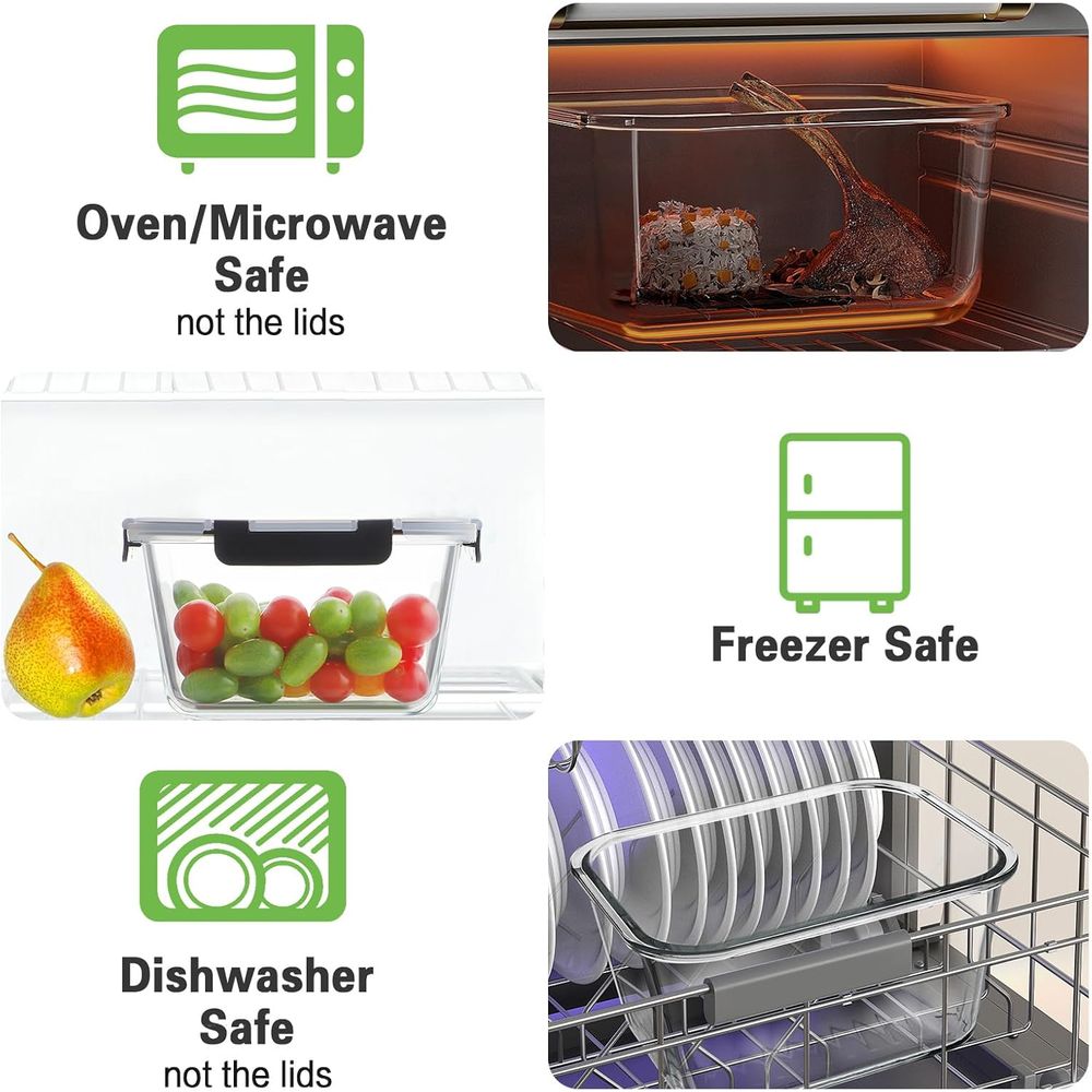 4-Piece 63oz Glass Food Storag - Food Storage Prep Containers 리뷰 및 가격