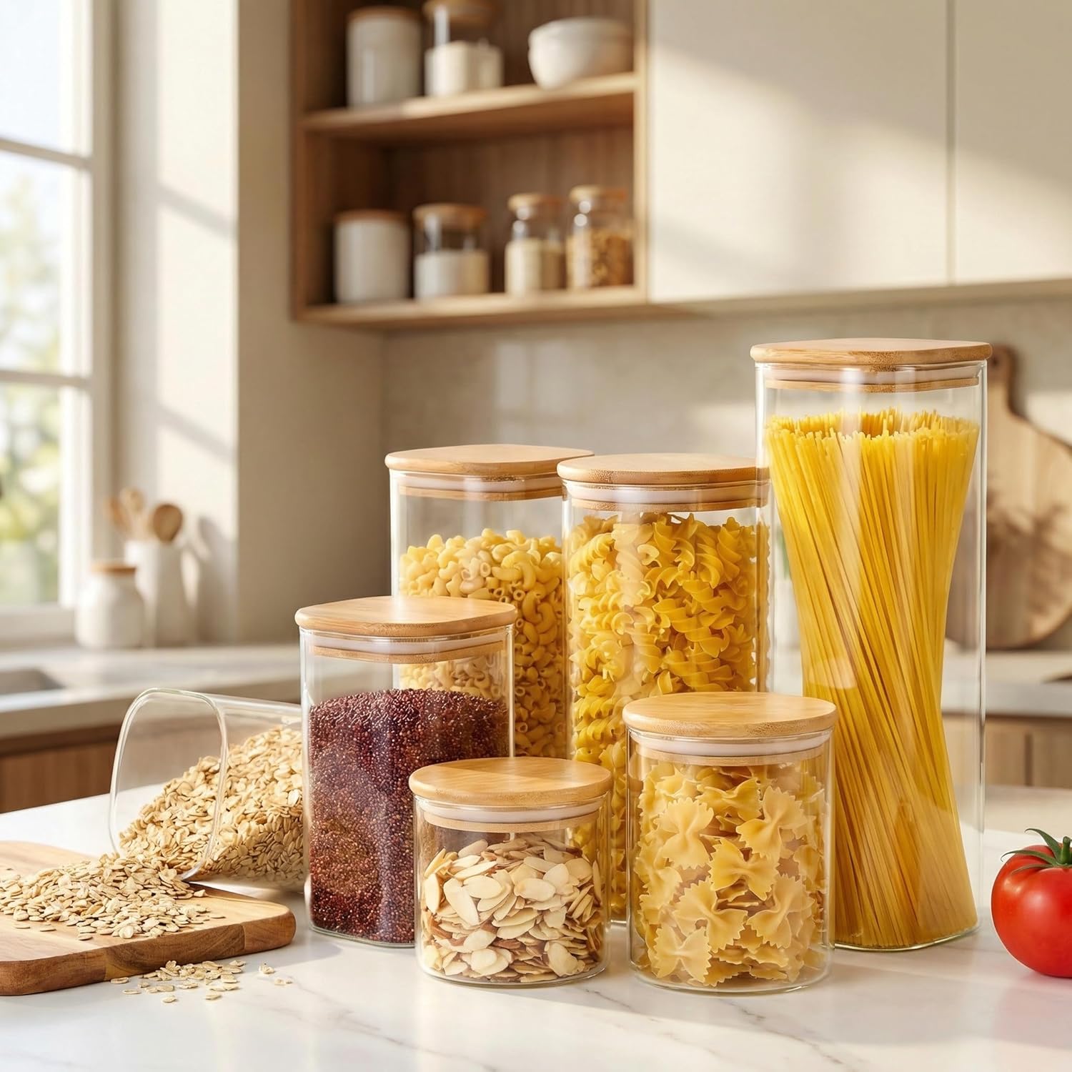 Square Glass Jars with Bamboo  - Food Storage Jar Glass 리뷰 및 가격