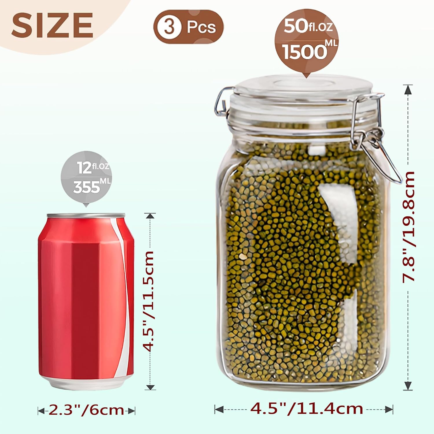 Clear Food Storage Jars 50oz S - Food Storage Jar Set 리뷰 및 가격