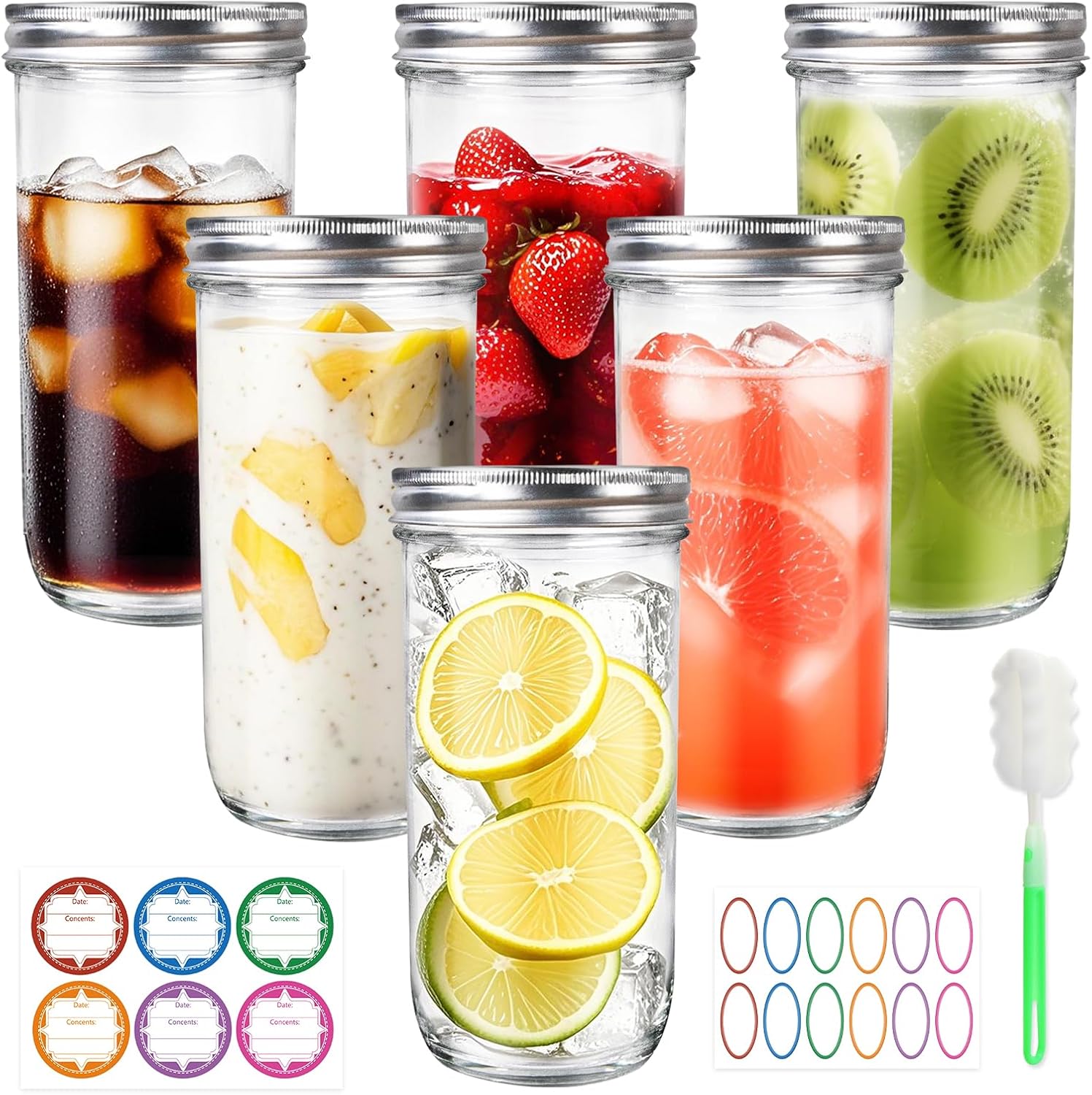 Jars Wide Mouth 6 Pack, 24oz G - Food Storage Jar Glass 리뷰 및 가격