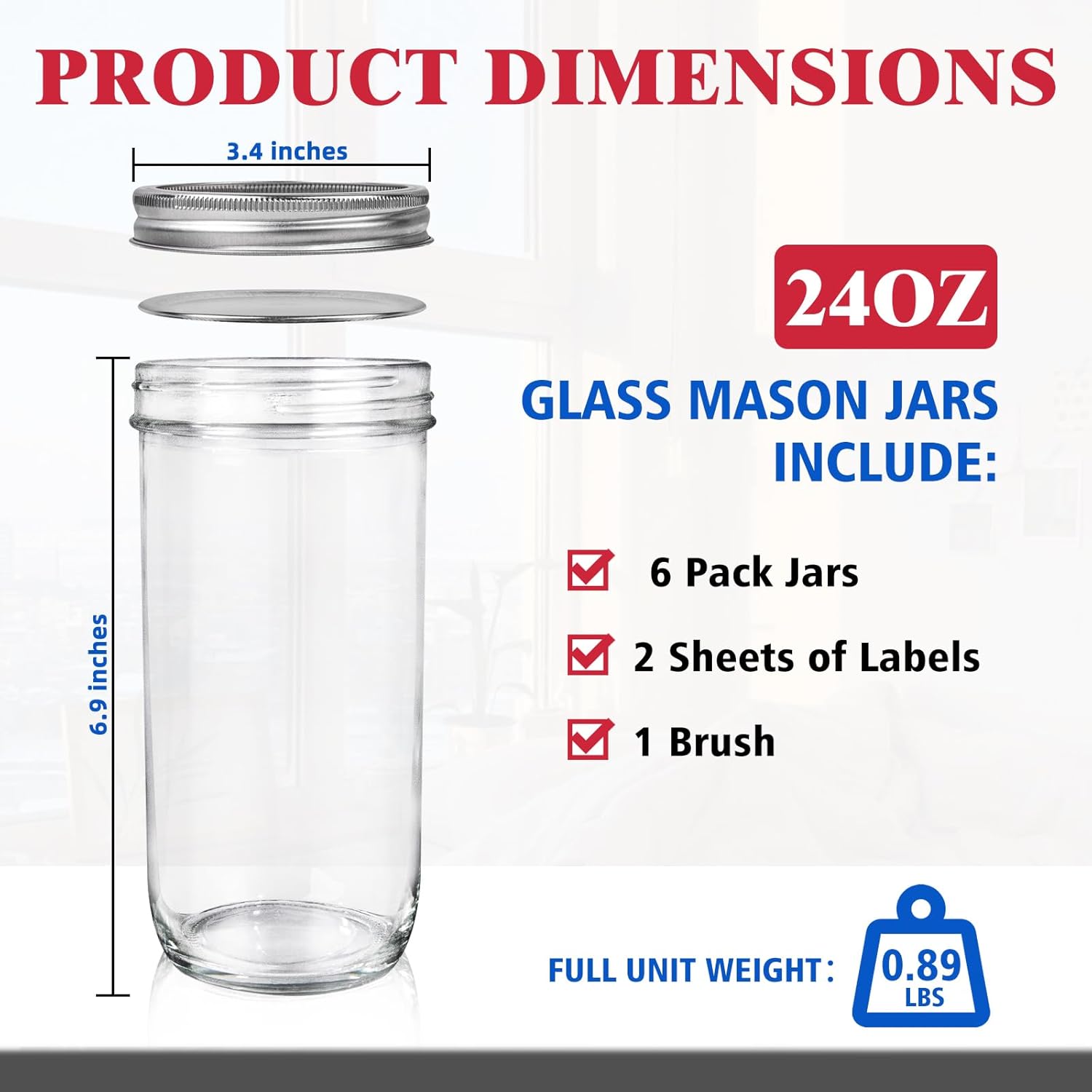 Jars Wide Mouth 6 Pack, 24oz G - Food Storage Jar Glass 리뷰 및 가격