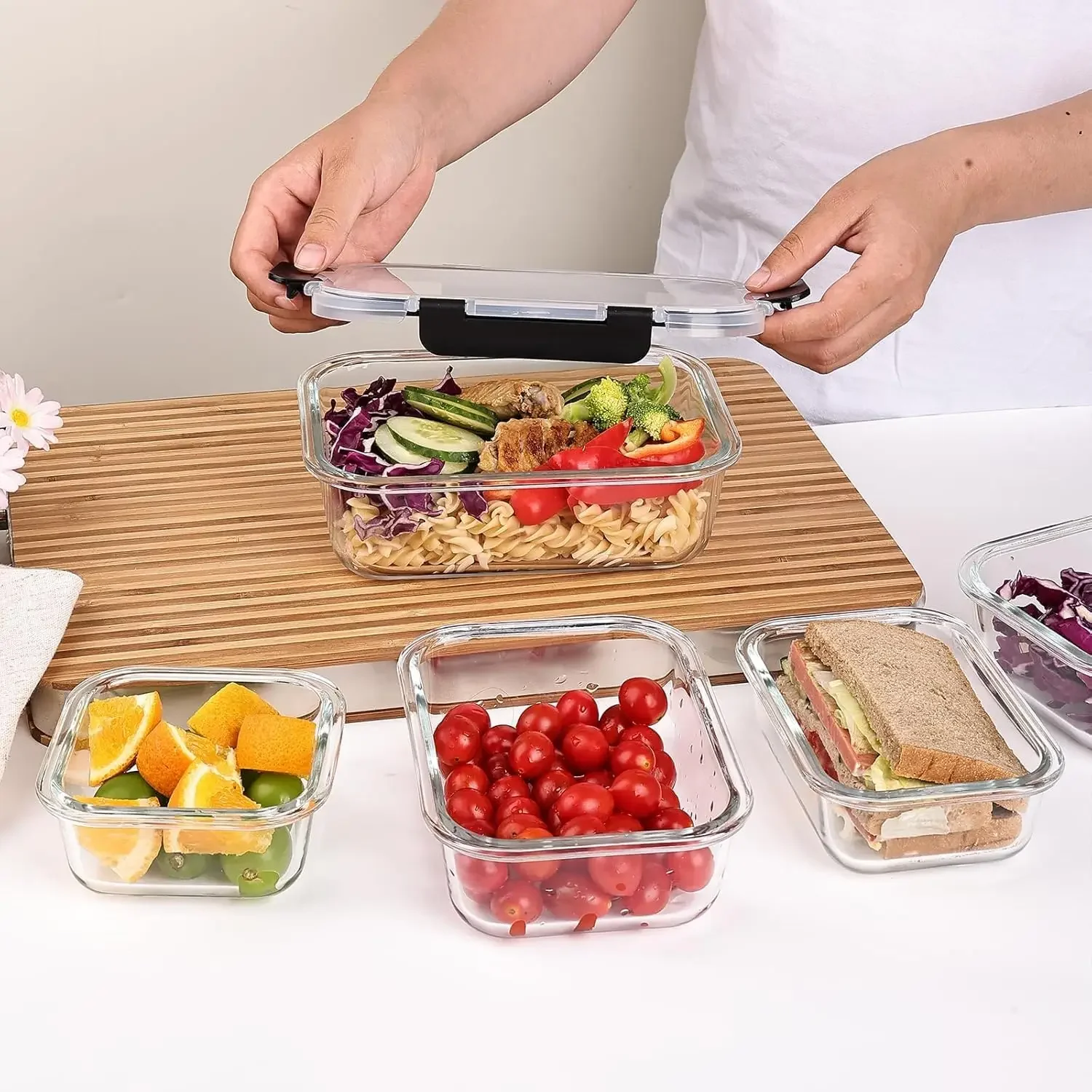 8 Pack Glass Food Storage Cont - Food Storage Prep Containers 리뷰 및 가격
