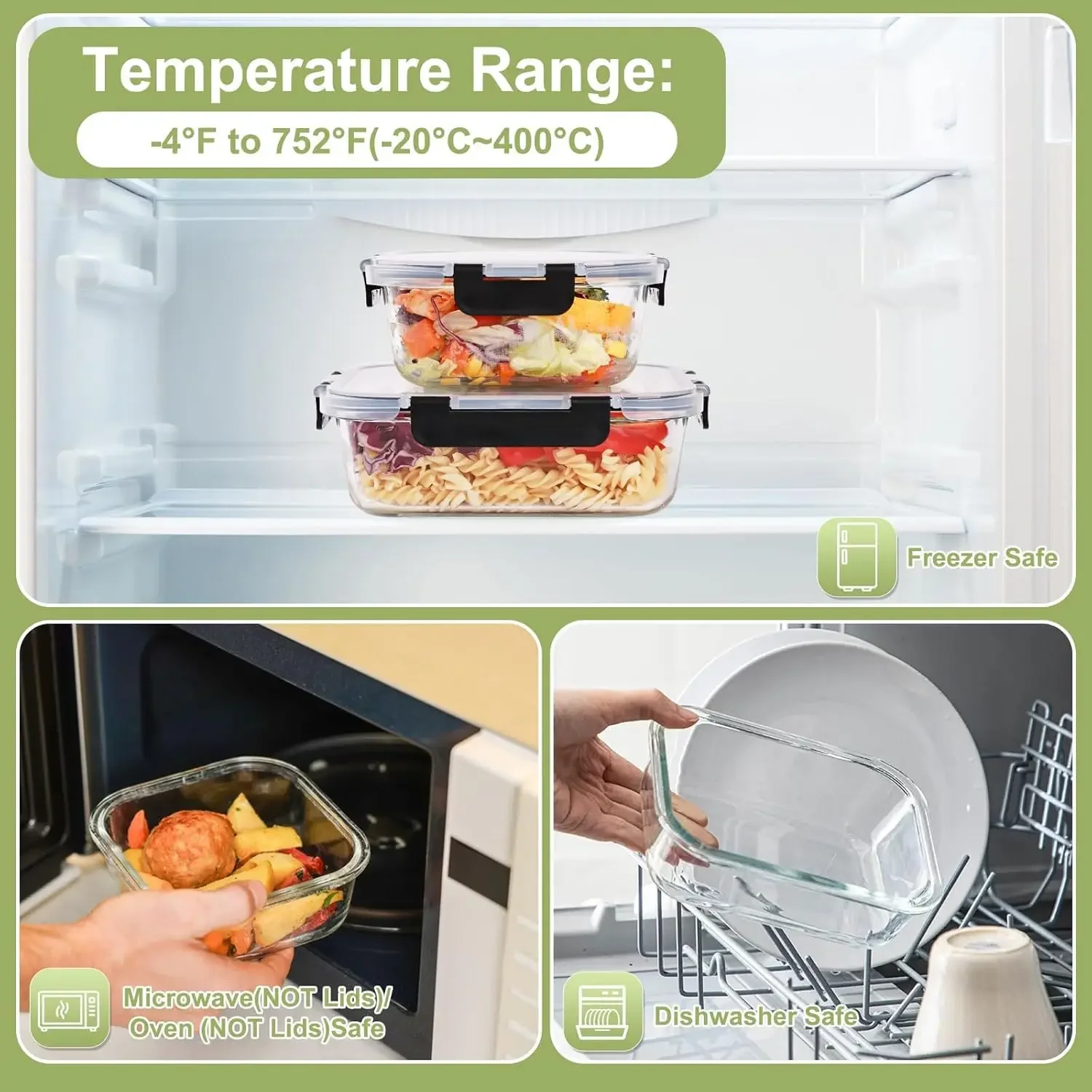 8 Pack Glass Food Storage Cont - Food Storage Prep Containers 리뷰 및 가격