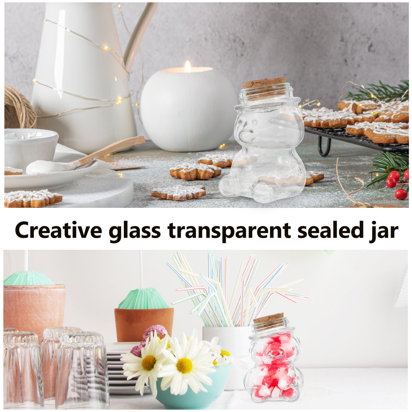 4Pcs Glass Candy Jar Set Trans - Food Storage Jar Set 리뷰 및 가격