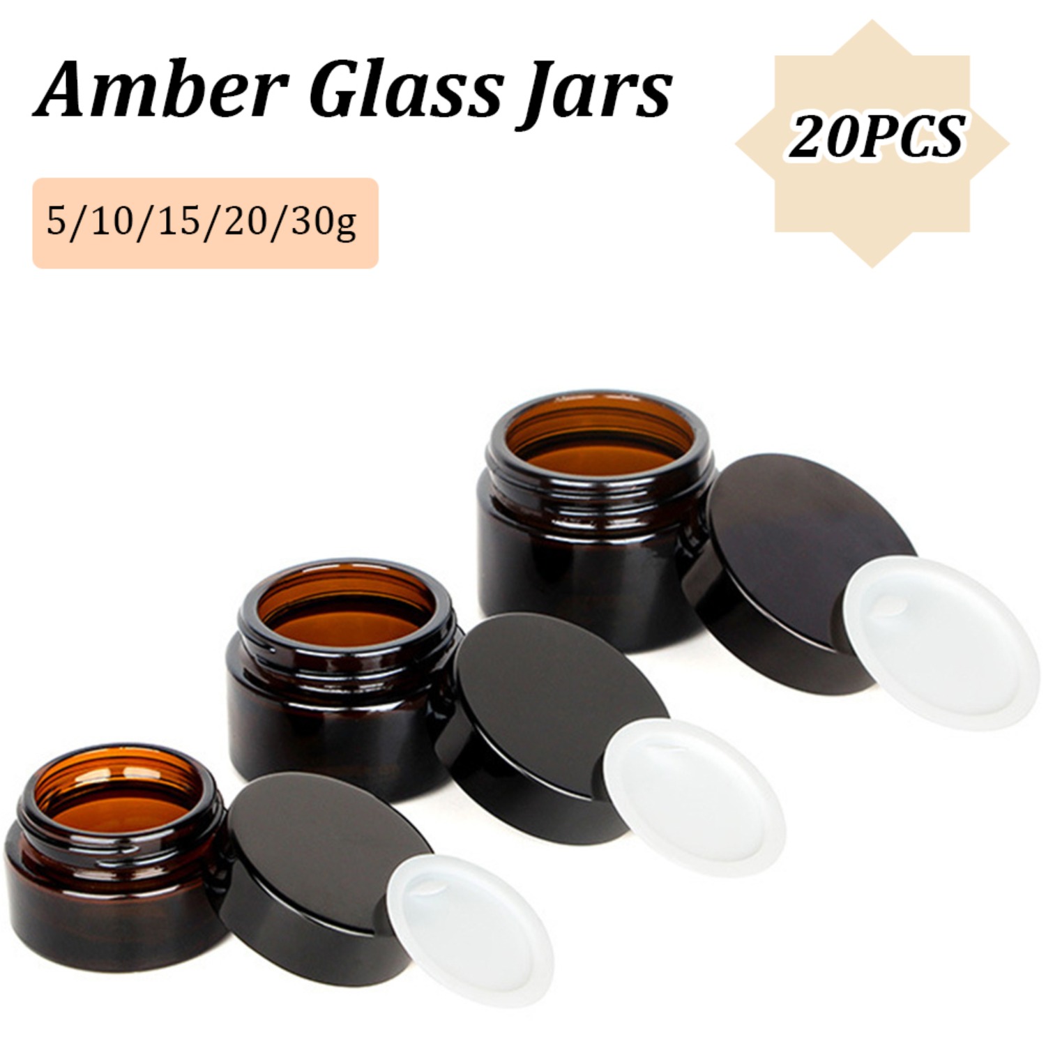 20PCS Small Amber Glass Jars w - Food Storage Glass Round 리뷰 및 가격