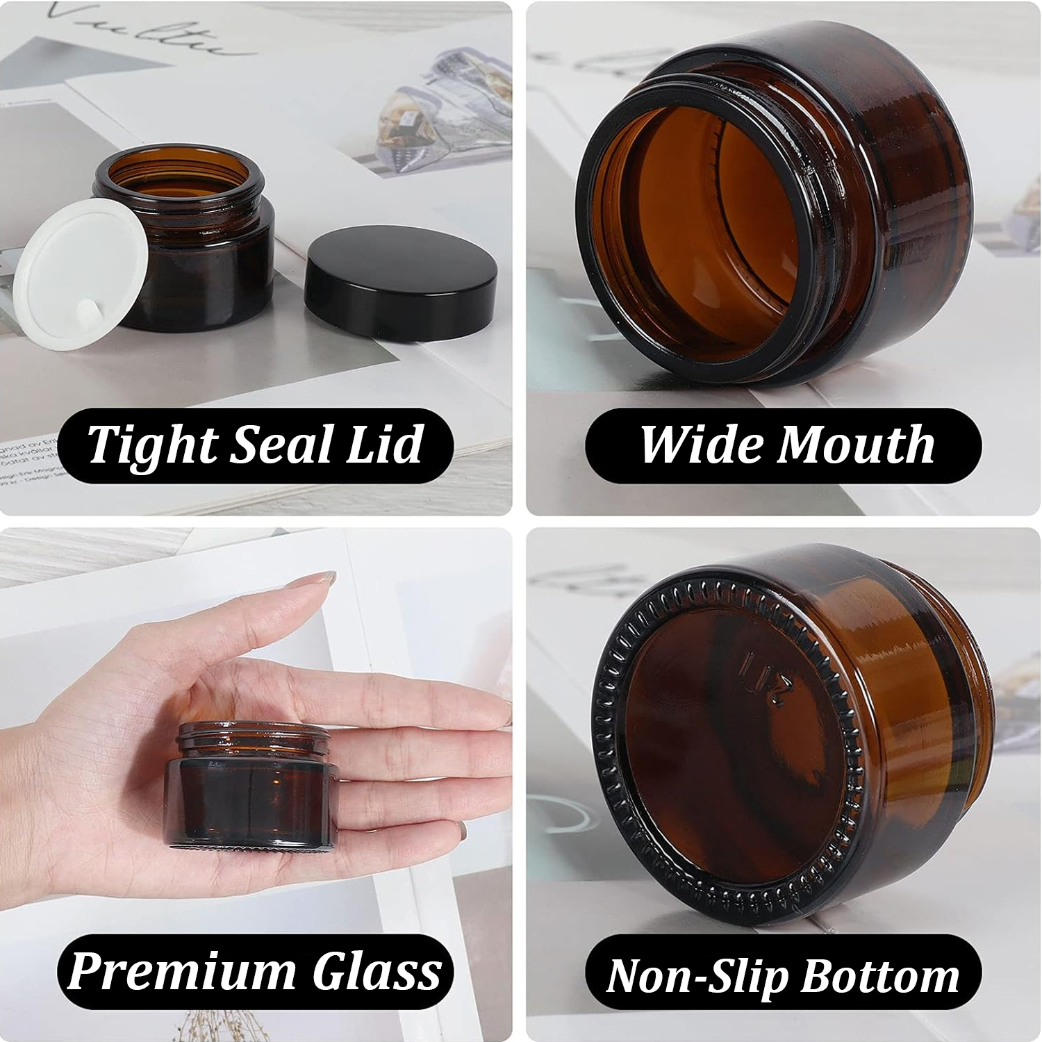 20PCS Small Amber Glass Jars w - Food Storage Glass Round 리뷰 및 가격