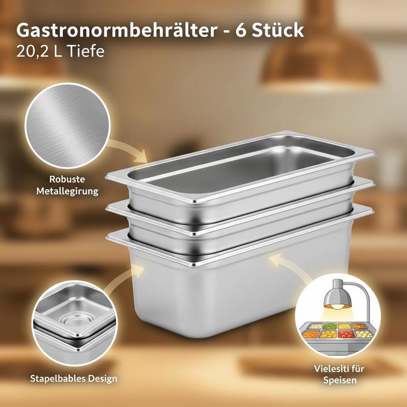 6 Pack Buffet Trays Full Size  - Food Storage Stainless Steel Containers 리뷰 및 가격
